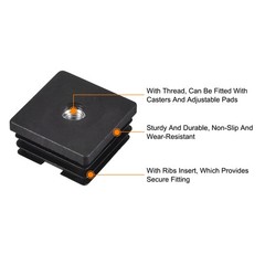 4Pcs 1.5″x1.5″ Caster Insert with Thread Square M8 Thread for Furniture