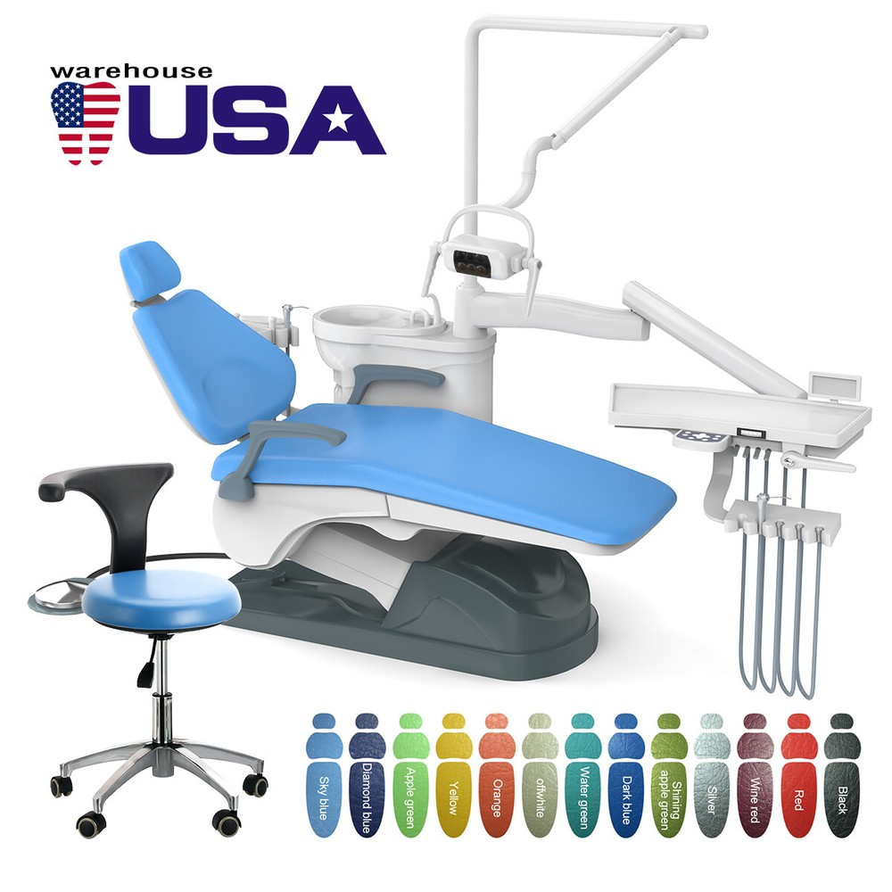 Dental Unit Chair Computer Controlled DC Motor Hard Leather/ LED Lamp Senser