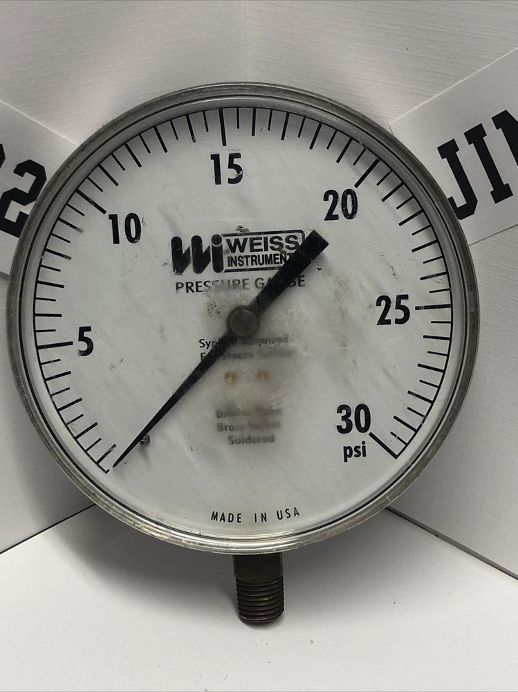 Weiss 0-30psi Steam Gauge 4 7/8″ Gauge- NOS- 1/4″NPT bottom mount