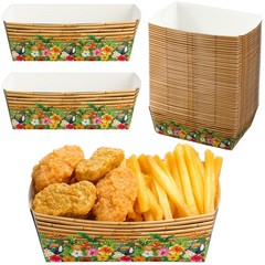 50 Packs Hawaiian Party Decoration Tiki Disposable Paper Food Tray Aloha Nach…