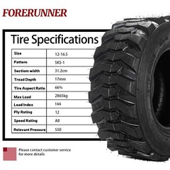 12×16.5 Heavy Duty 12-16.5 Skid Steer Tire 12Ply 12 16.5 Industrial Tire