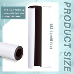 Blank White Surface Magnet Sheets 16 Inch x 5 Feet, 30 Mil Magnetic Roll Prin…