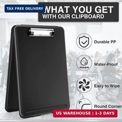 Sooez Clipboard with Storage, Plastic Storage Clipboards with Low Profile Clip,