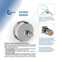 2-1/2″ Vacuum Gauge, Stainless Steel Case, Liquid Filled, Back Mnt -30 Hg/0
