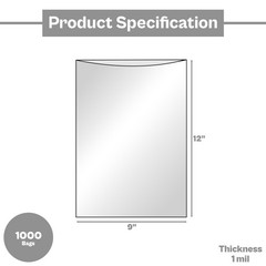 1000 Pieces Clear 9″ x 12″ Poly Bags with Top Opening, Not Self Seal, 1 Mil