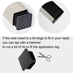 4 Pack 2 X 3 Inch Rectangle Plastic Plug Insert, 50Mm×75Mm Black End Cap for Met