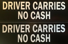 (2 Pack) Driver Carries No Cash Sticker Vinyl Decal 8″ X 2.5″ (X2PS166)