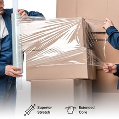 4 Rolls (90 Gauge) Extended Core Pallet Wrap Stretch Film – Clear 20″ x 1000′