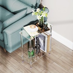 Clear Acrylic Narrow Side Table for Small Spaces, 15.75″ L x 7.87″ W x 19.82″…