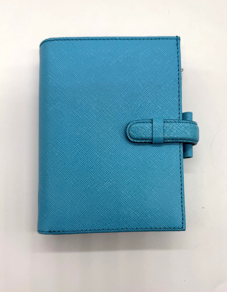 Filofax Pocket size Portobella Powder Blue Italian Leather Organizer unused