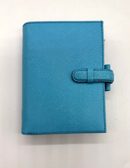Filofax Pocket size Portobella Powder Blue Italian Leather Organizer unused