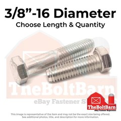 3/8″-16 Stainless Hex Cap Screws Coarse Thread Hex Bolts (Choose Length & Qty)