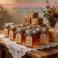 600 PCS Pre-Strung Key Tags with String Attached, Brown Kraft Paper Key Labels,