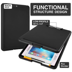 Clipboard with Storage, Plastic Storage Clipboards with Low Profile Clip, Nur…