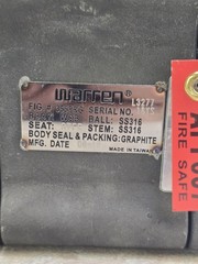 1-1/2″ Warren 356FRG SS316 BODY:WCB./WCB 1500WOG/MPG DATE 06-18/API 607
