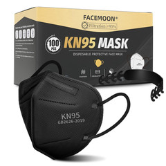 KN95 Face Masks Black Adults – 100 Pack KN95 Disposable Comfortable 5-Layer S…