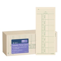 adams Time Cards, Weekly, 2-Sided, Overtime Format, 3-3/8″ x 8-1/4″, Manila
