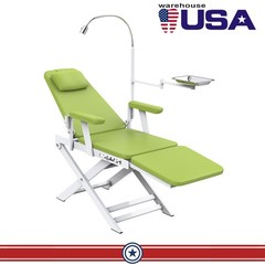Dental Delivery Unit Cart Treatment Air Compressor 4Hole /Floding Chair Green