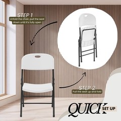 2-Pack Heavy Duty Plastic Folding Chair, 450 lbs Capacity Foldable Chairs