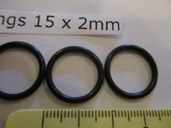 15mm ID x 19mm OD x 2mm thick O-ring. Buna-70. Quan 5.