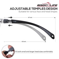 Bison Life Higuard Safety Glasses, Anti-Fog/Anti-Scratch, Pack of 2