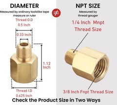 3/8″ NPT Female to 1/4″ NPT Male Brass Pipe Fitting Reducer Adapter, 2 PCS | Thr