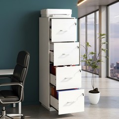 4-Drawer Tall File Cabinet with Independent Locks, Letter-Size Hanging Anti-Tip