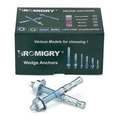 1/4″ x 2-1/4″ Concrete Anchors (50 Pack) 1/4 inch Wedge Anchors Bolts Zinc Pl
