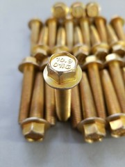 (25) M10-1.25 x 50 CL 10.9 Yellow & Zinc Hex Flange Screw Full Thread 1423-012