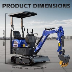 NJ CA GA TX Free PICK UP 1 Ton Mini Excavator Mini Digger 13.5hp Gas EPA Engine