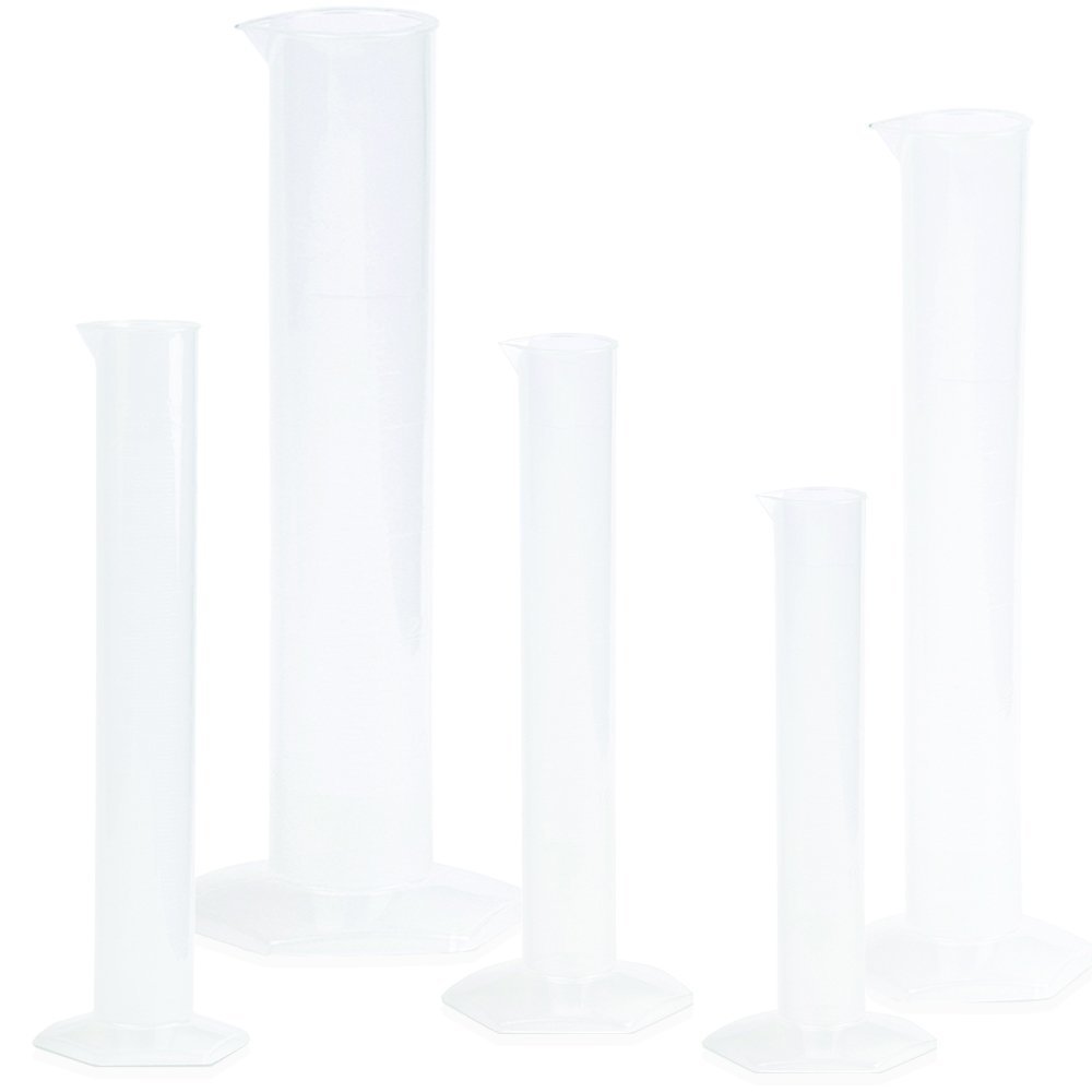 5 Piece PP Grad Cylinder Set, 10, 25, 50, 100, & 250ml Karter Scientific 233C2