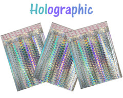 8.5×12 Holographic, Pink, Teal METALLIC BUBBLE MAILERS, Poly Padded Envelopes!