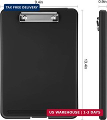 Sooez Clipboard with Storage, Plastic Storage Clipboards with Low Profile Clip,