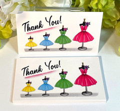 Thank You Business Cards, Ladies’ Fashion Dress Forms, Pink Dress, 50 pcs