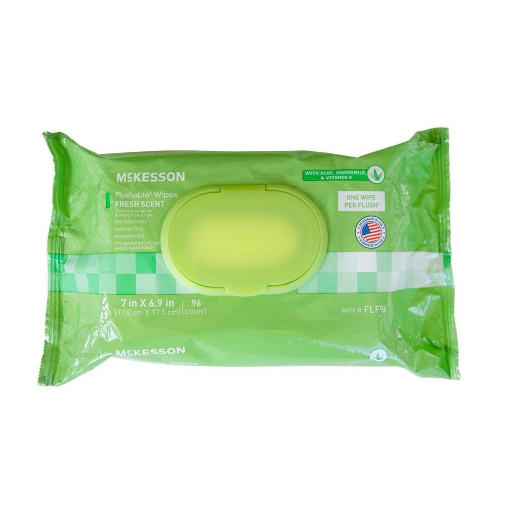 McKesson Flushable* Personal Wipe 6-9/10 X 7 Inch FLF96 1 Pack 96 Wipes