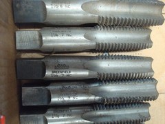 Lot of 9 Vintage Greenfield Taps 3x 1-1/2 6 NC, 3x 1-1/4 7 NC & 3x 1-1/8 7 NC