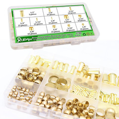 230PCS Brass Compression Sleeves Ferrules & Insert 1/2″ 3/8″ 5/16″ 1/4″ 3/16″ 1/