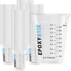 [100 Pack] NEW SIZE 12oz Graduated Mixing Cups – Durable PET, Clear Measureme…