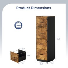 4-Drawer Tall File Cabinet with Independent Locks, Letter-Size Hanging Anti-Tip