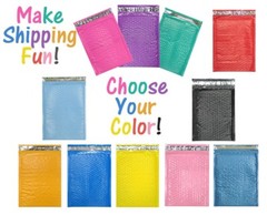 All 3 Sizes! Assorted 8.5×12, 6×9, & 4×8 Colored Poly Bubble Padded Mailers NEW!