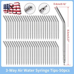 50 Dental Air Water Spray 3 Way Syringe 134℃ Autoclavable Nozzles/Tips/Tubes