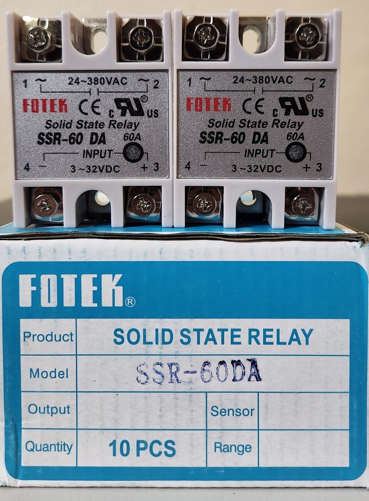 Fotek Solid State Relay SSR-60DA Module 3-32 VDC to 24-380 VAC, 60A max