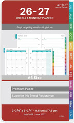 2026 A6 Calendar Refill Pages 3.75×6.75 Weekly Monthly Jan-Dec 6 Ring Red New US