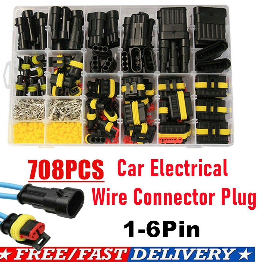 708Pcs Car Automotive Waterproof Electrical Wire Connector Plug 1-6 Pin Kit Set