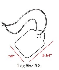 1000 Blank White Merchandise Price Tags with Strings Size #3 Retail Strung Label