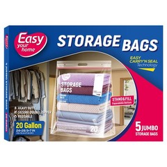 20 Gallon Jumbo Zipper Lock Plastic Bags with Handle and bottom,24″ x 31″+7″,…
