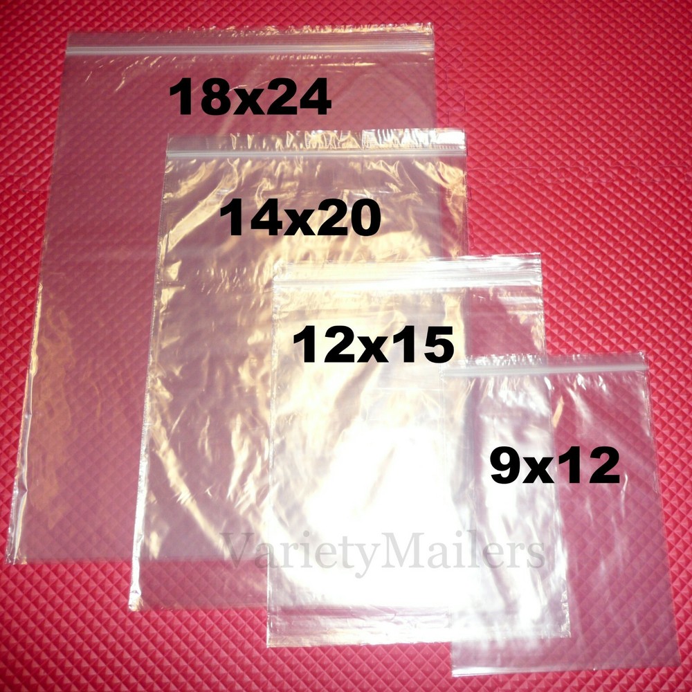 40 Storage Bag Variety Pack ~ 9×12 12×15 14×20 18×24 ~ LARGE 2 Mil Seal-Top Bags
