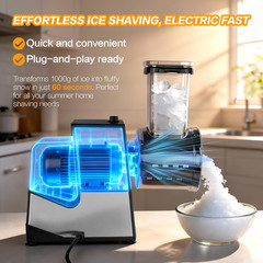 Electric Ice Shaver & Snow Cone Machine – 500W Stainless Steel for Home & Partie
