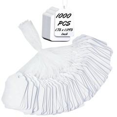 1000 Blank White Merchandise Price Tags with Strings Size #5 Retail Strung Label