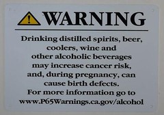 California Prop 65 Alcohol Warning Sign-The Official Sign (White,7×10)